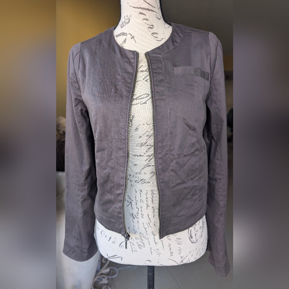 Express Cropped Grey Blazer Cotton-Spandex Size 4